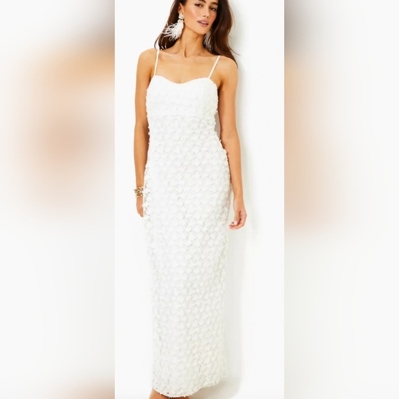 NWT Lilly Pulitzer Gillian Lace Maxi Slip Dress RESORT WHITE BUTTERFLY GARDEN 3D - Picture 4 of 16